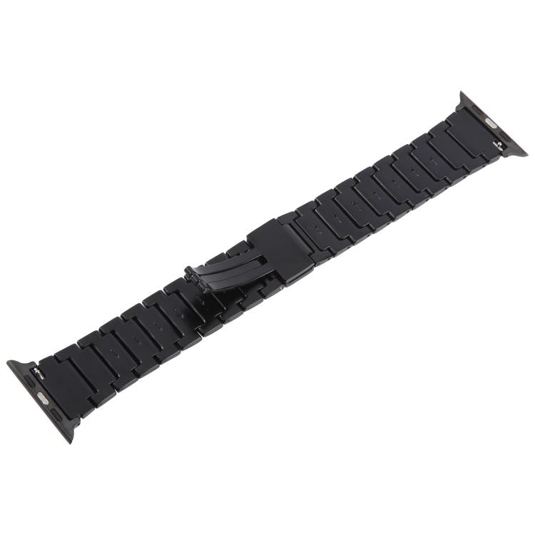 For Apple Watch 42mm / 41mm / 40mm / 38mm I-Shaped Folding Magnetic Buckle Metal Watch Band(Black)