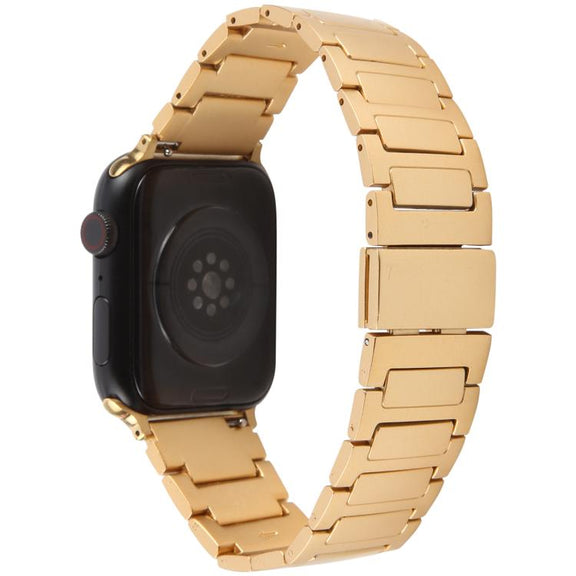 For Apple Watch 42mm / 41mm / 40mm / 38mm I-Shaped Folding Magnetic Buckle Metal Watch Band(Gold)