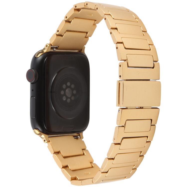 For Apple Watch 42mm / 41mm / 40mm / 38mm I-Shaped Folding Magnetic Buckle Metal Watch Band(Gold)