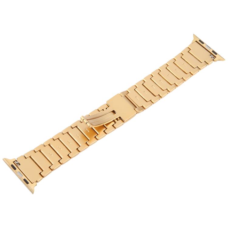 For Apple Watch 42mm / 41mm / 40mm / 38mm I-Shaped Folding Magnetic Buckle Metal Watch Band(Gold)