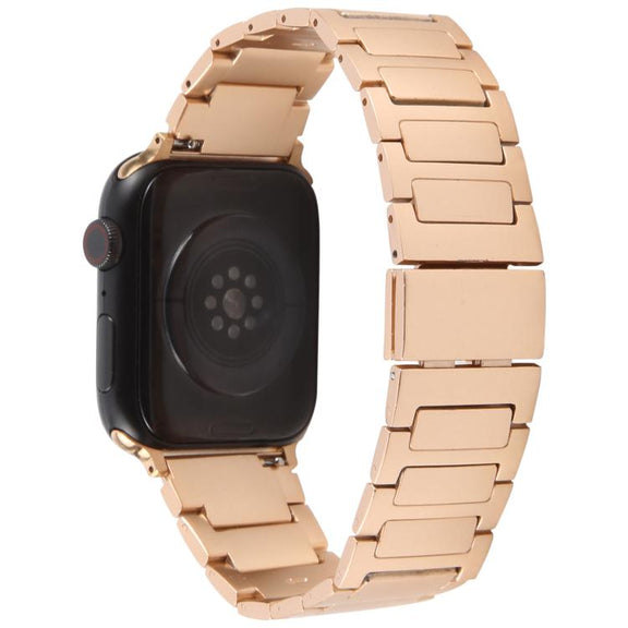 For Apple Watch 42mm / 41mm / 40mm / 38mm I-Shaped Folding Magnetic Buckle Metal Watch Band(Rose Gold)