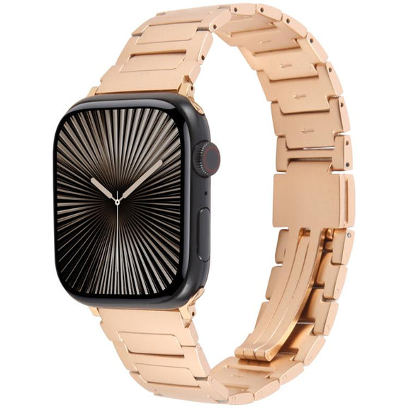 For Apple Watch 42mm / 41mm / 40mm / 38mm I-Shaped Folding Magnetic Buckle Metal Watch Band(Rose Gold)