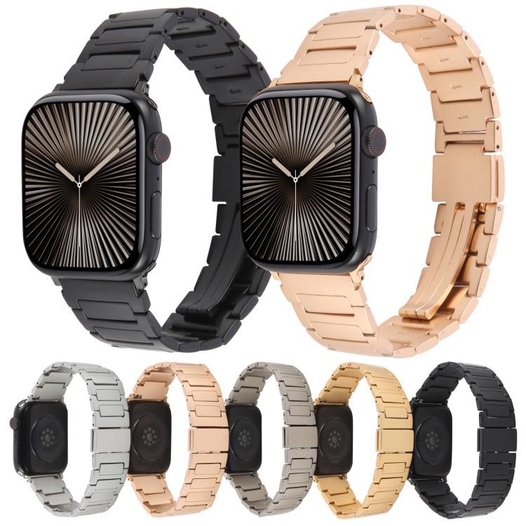 For Apple Watch 42mm / 41mm / 40mm / 38mm I-Shaped Folding Magnetic Buckle Metal Watch Band(Silver)