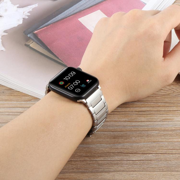 For Apple Watch 46mm / 49mm / 45mm / 44mm I-Shaped Folding Magnetic Buckle Metal Watch Band(Silver)