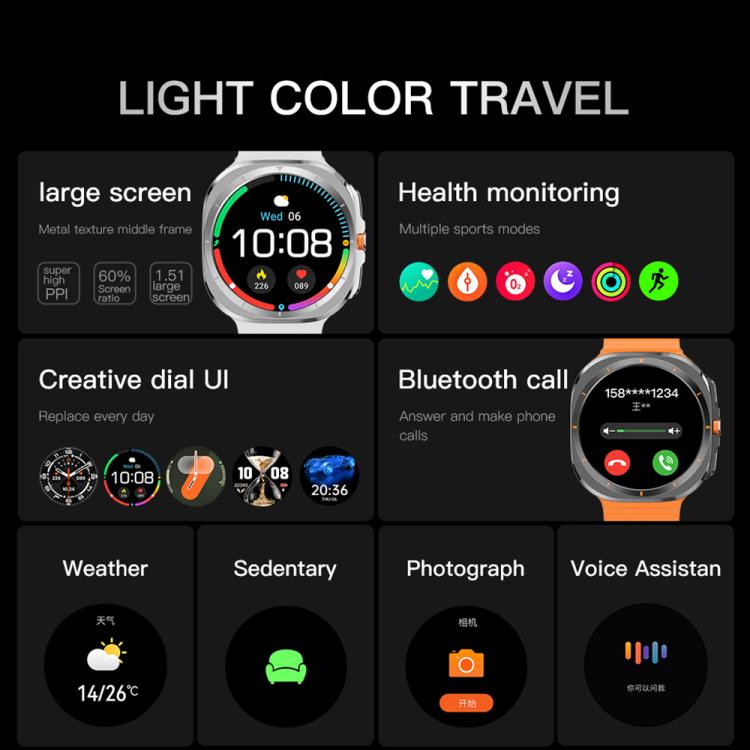 X7 1.51 inch IPS Screen Bluetooth Smart Watch Supports Healthy Monitoring(Silver) - free shipping - PMC TechLife - Order now!