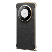 For Huawei Mate 60 Denior A20 Genuine Leather Litchi Texture MagSafe Frameless Phone Case(Black)