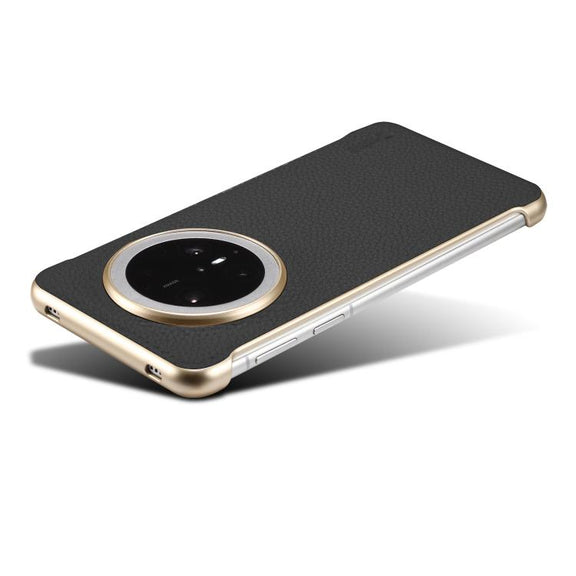 For Huawei Mate 60 Denior A20 Genuine Leather Litchi Texture MagSafe Frameless Phone Case(Black)