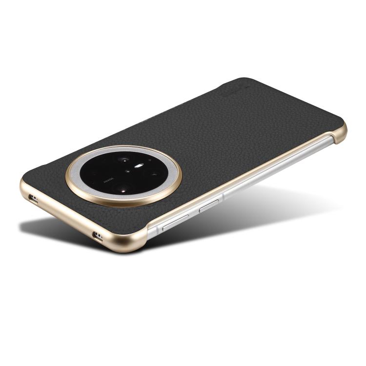 For Huawei Mate 60 Pro Denior A20 Genuine Leather Litchi Texture MagSafe Frameless Phone Case(Black)