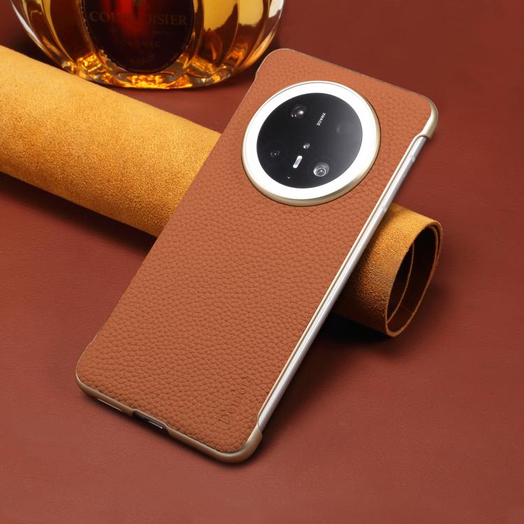 For Huawei Mate 60 Pro Denior A20 Genuine Leather Litchi Texture MagSafe Frameless Phone Case(Brown)
