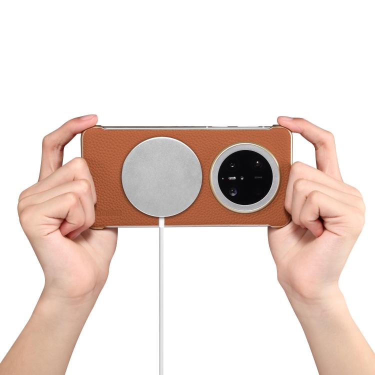 For Huawei Mate 60 Pro Denior A20 Genuine Leather Litchi Texture MagSafe Frameless Phone Case(Brown) - free shipping - PMc TechLife - Order now!