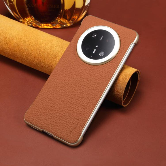 For Huawei Mate 70 Denior A20 Genuine Leather Litchi Texture MagSafe Frameless Phone Case(Brown)