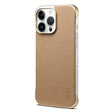 For iPhone 14 Pro Denior A20 Genuine Leather Litchi Texture MagSafe Frameless Phone Case(Khaki) - free shipping - PMc TechLife - Order now!