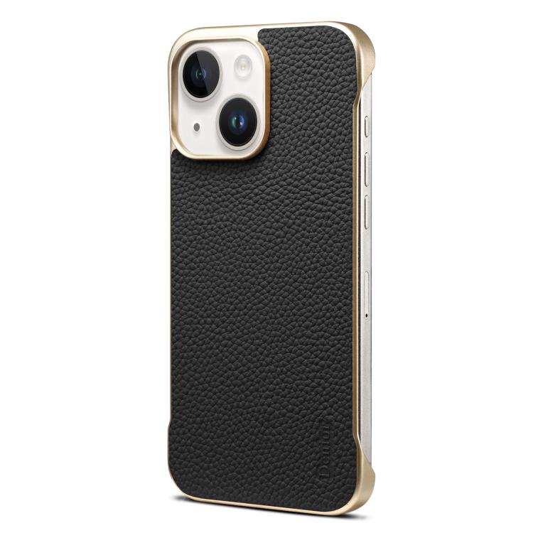 For iPhone 15 Plus / 14 Plus Denior A20 Genuine Leather Litchi Texture MagSafe Frameless Phone Case(Black) - free shipping - PMC Jewellery - Order now!