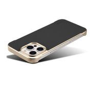 For iPhone 15 Plus / 14 Plus Denior A20 Genuine Leather Litchi Texture MagSafe Frameless Phone Case(Black)