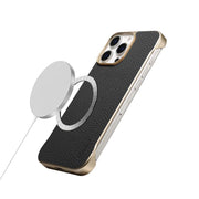 For iPhone 15 Plus / 14 Plus Denior A20 Genuine Leather Litchi Texture MagSafe Frameless Phone Case(Black)