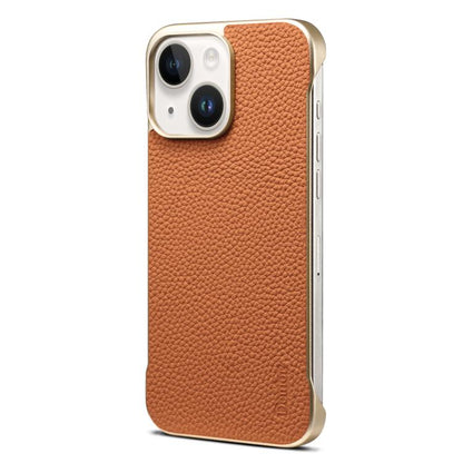 For iPhone 15 Plus / 14 Plus Denior A20 Genuine Leather Litchi Texture MagSafe Frameless Phone Case(Brown) - free shipping - PMC Jewellery - Order now!