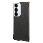 For Samsung Galaxy S25+ 5G Denior A20 Genuine Leather Litchi Texture MagSafe Frameless Phone Case(Black)