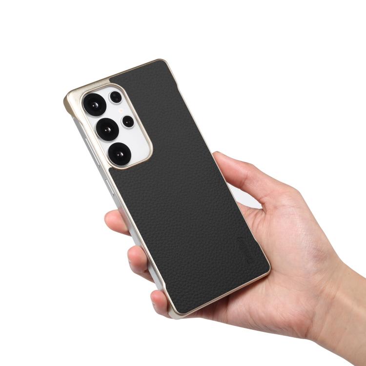 For Samsung Galaxy S25 Ultra 5G Denior A20 Genuine Leather Litchi Texture MagSafe Frameless Phone Case(Black) - free shipping - PMc TechLife - Order now!