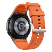 For Samsung Galaxy Watch 7 / 6 / 5 / 4 Silver Pin Buckle Leather Silicone Watch Band(Orange)