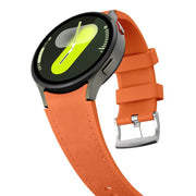 For Samsung Galaxy Watch 7 / 6 / 5 / 4 Silver Pin Buckle Leather Silicone Watch Band(Orange)