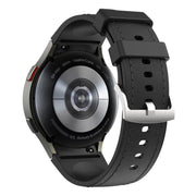 For Samsung Galaxy Watch 7 / 6 / 5 / 4 Silver Pin Buckle Leather Silicone Watch Band(Black)