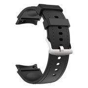 For Samsung Galaxy Watch 7 / 6 / 5 / 4 Silver Pin Buckle Leather Silicone Watch Band(Black)