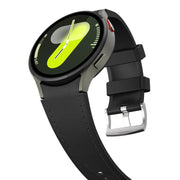 For Samsung Galaxy Watch 7 / 6 / 5 / 4 Silver Pin Buckle Leather Silicone Watch Band(Black)