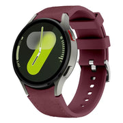 For Samsung Galaxy Watch 7 / 6 / 5 / 4 Silver Pin Buckle Leather Silicone Watch Band(Wine Red)
