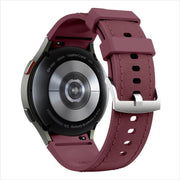 For Samsung Galaxy Watch 7 / 6 / 5 / 4 Silver Pin Buckle Leather Silicone Watch Band(Wine Red)