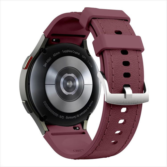 For Samsung Galaxy Watch 7 / 6 / 5 / 4 Silver Pin Buckle Leather Silicone Watch Band(Wine Red)