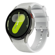 For Samsung Galaxy Watch 7 / 6 / 5 / 4 Silver Pin Buckle Leather Silicone Watch Band(Light Grey)