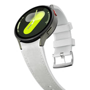 For Samsung Galaxy Watch 7 / 6 / 5 / 4 Silver Pin Buckle Leather Silicone Watch Band(Light Grey)