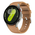 For Samsung Galaxy Watch 7 / 6 / 5 / 4 Silver Pin Buckle Leather Silicone Watch Band(Light Brown) - free shipping - PMC TechLife - Order now!