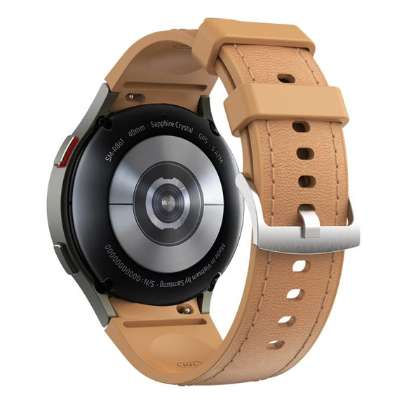 For Samsung Galaxy Watch 7 / 6 / 5 / 4 Silver Pin Buckle Leather Silicone Watch Band(Light Brown)