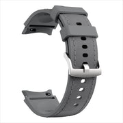 For Samsung Galaxy Watch 7 / 6 / 5 / 4 Silver Pin Buckle Leather Silicone Watch Band(Dark Grey)