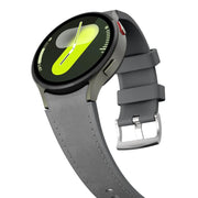 For Samsung Galaxy Watch 7 / 6 / 5 / 4 Silver Pin Buckle Leather Silicone Watch Band(Dark Grey)