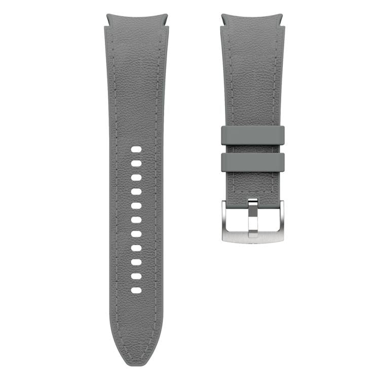 For Samsung Galaxy Watch 7 / 6 / 5 / 4 Silver Pin Buckle Leather Silicone Watch Band(Dark Grey) - free shipping - PMC TechLife - Order now!