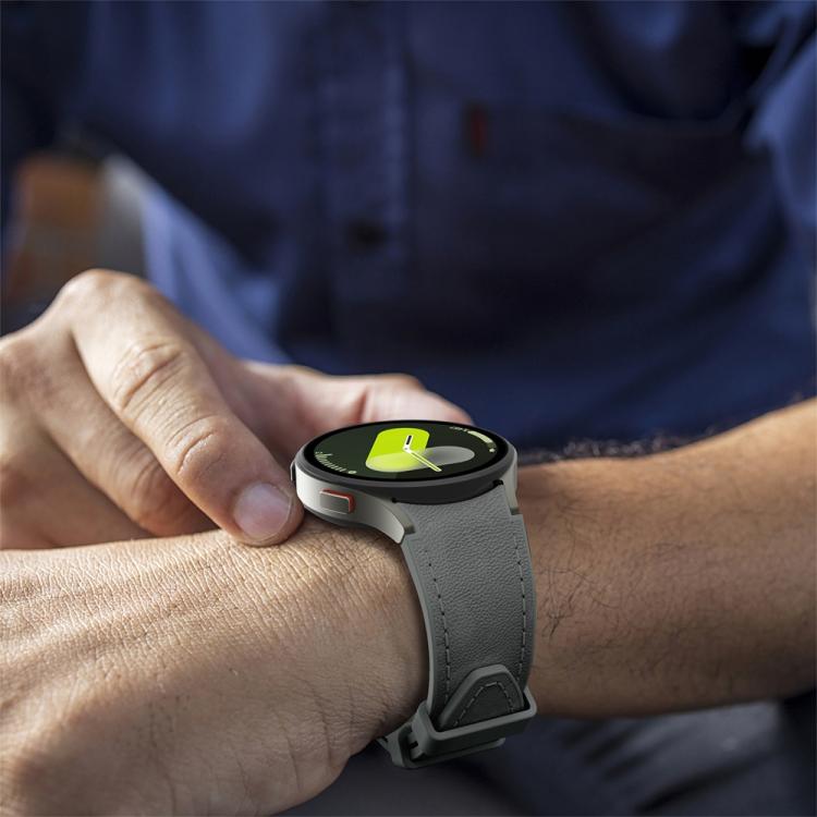 For Samsung Galaxy Watch 7 / 6 / 5 / 4 Silver Pin Buckle Leather Silicone Watch Band(Dark Grey) - free shipping - PMC TechLife - Order now!