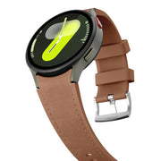 For Samsung Galaxy Watch 7 / 6 / 5 / 4 Silver Pin Buckle Leather Silicone Watch Band(Dark Brown)