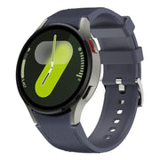 For Samsung Galaxy Watch 7 / 6 / 5 / 4 Silver Pin Buckle Leather Silicone Watch Band(Midnight Blue)
