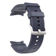 For Samsung Galaxy Watch 7 / 6 / 5 / 4 Silver Pin Buckle Leather Silicone Watch Band(Midnight Blue)
