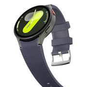 For Samsung Galaxy Watch 7 / 6 / 5 / 4 Silver Pin Buckle Leather Silicone Watch Band(Midnight Blue)