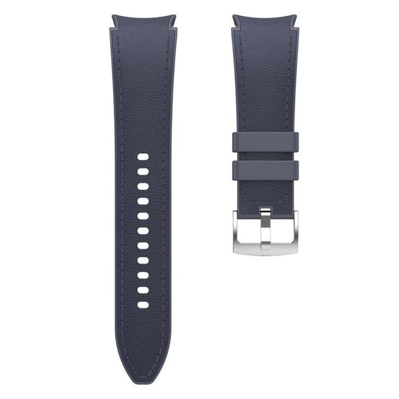 For Samsung Galaxy Watch 7 / 6 / 5 / 4 Silver Pin Buckle Leather Silicone Watch Band(Midnight Blue)