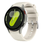 For Samsung Galaxy Watch 7 / 6 / 5 / 4 Silver Pin Buckle Leather Silicone Watch Band(Starlight)