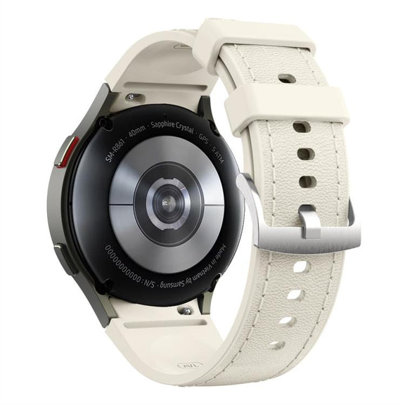For Samsung Galaxy Watch 7 / 6 / 5 / 4 Silver Pin Buckle Leather Silicone Watch Band(Starlight)