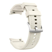 For Samsung Galaxy Watch 7 / 6 / 5 / 4 Silver Pin Buckle Leather Silicone Watch Band(Starlight)
