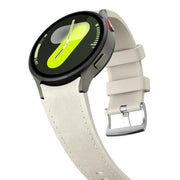 For Samsung Galaxy Watch 7 / 6 / 5 / 4 Silver Pin Buckle Leather Silicone Watch Band(Starlight)