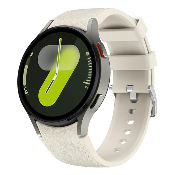 For Samsung Galaxy Watch 7 / 6 / 5 / 4 Silver Pin Buckle Leather Silicone Watch Band(Starlight)