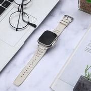For Apple Watch Ultra / Ultra 2 49mm Stainless Steel Buckle Fluororubber Watch Band(Starlight Silver)