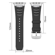 For Apple Watch Ultra / Ultra 2 49mm Stainless Steel Buckle Fluororubber Watch Band(Blue Silver)
